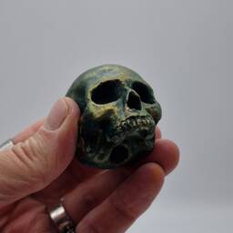 Bronze Patina Effect Solid Tiny Human Half Skull Ornament. Small Replica Plaster Of Paris Skull - thumbnail 2