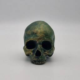 Bronze Patina Effect Solid Tiny Human Half Skull Ornament. Small Replica Plaster Of Paris Skull - thumbnail 3