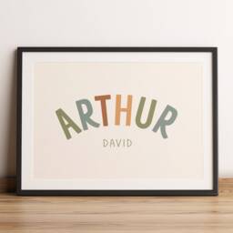 Personalised Name Print - Custom Baby Nursery Poster Boy Bedroom Art Dusky Blue Decor Boho Neutral Room Unframed - thumbnail 2