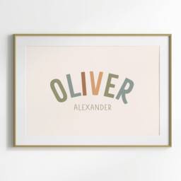 Personalised Name Print - Custom Baby Nursery Poster Boy Bedroom Art Dusky Blue Decor Boho Neutral Room Unframed - thumbnail 3