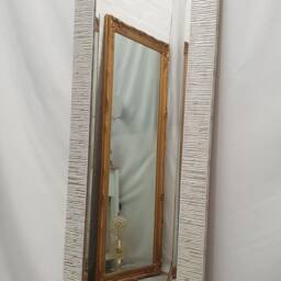 John Lewis Blanca Wood Frame Wall Mirror Bevelled Glass Silver White Full Length Tall Wide Rectangular Home Interior Decor 166x54 cm - thumbnail 4