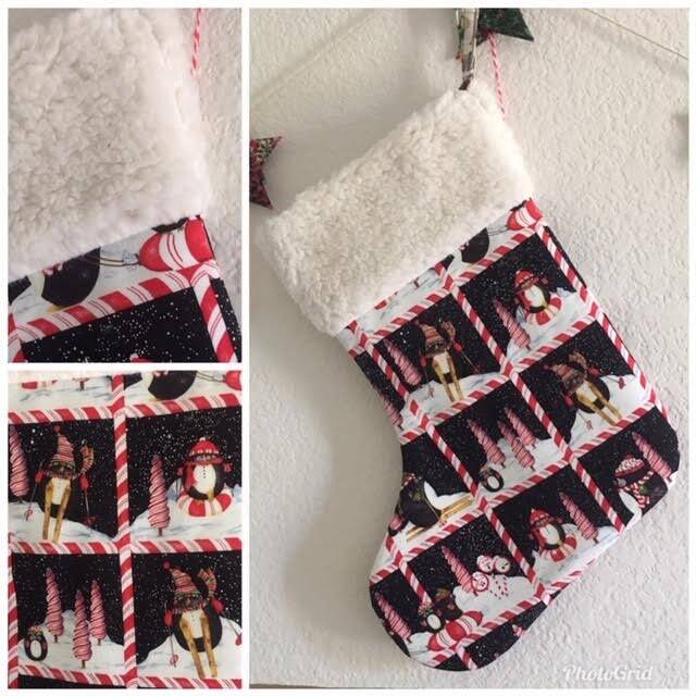 Christmas Stocking, Handcrafted Modern Stocking, Decoration, Candy Cane Stocking. #2 - image 1