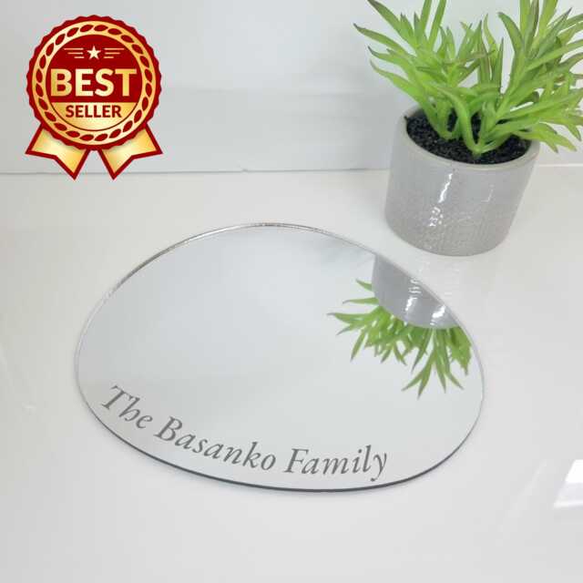 Pebble Acrylic Mirror Wall Art Personalized Engraving Available - image 1