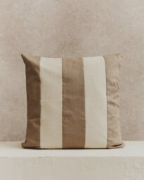 Maxi Stripe Linen Cushion Cover in Stone & Ecru