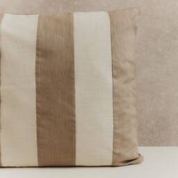 Maxi Stripe Linen Cushion Cover in Stone & Ecru - thumbnail 2