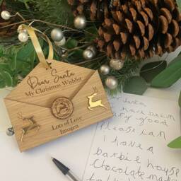 Christmas Wish List Wooden Envelope, Personalised Christmas, Gift, Holder, Decoration - thumbnail 2