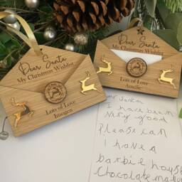 Christmas Wish List Wooden Envelope, Personalised Christmas, Gift, Holder, Decoration - thumbnail 4