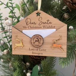Christmas Wish List Wooden Envelope, Personalised Christmas, Gift, Holder, Decoration - thumbnail 3