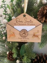 Christmas Wish List Wooden Envelope, Personalised Christmas, Gift, Holder, Decoration