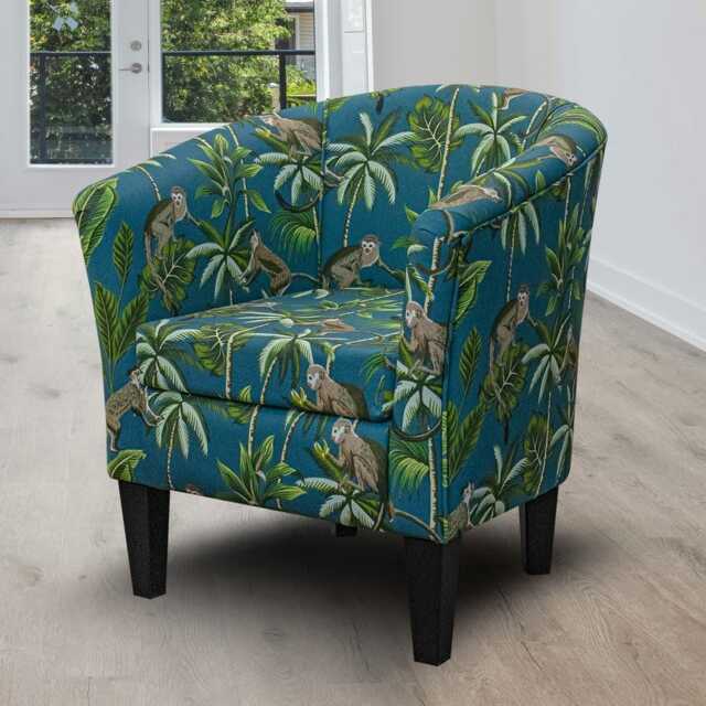 Teal Monkey Tub Chair - Blue Tropical Barrel Handmade in Britain - image 1