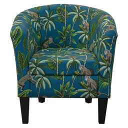 Teal Monkey Tub Chair - Blue Tropical Barrel Handmade in Britain - thumbnail 3