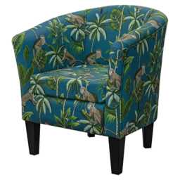 Teal Monkey Tub Chair - Blue Tropical Barrel Handmade in Britain - thumbnail 2