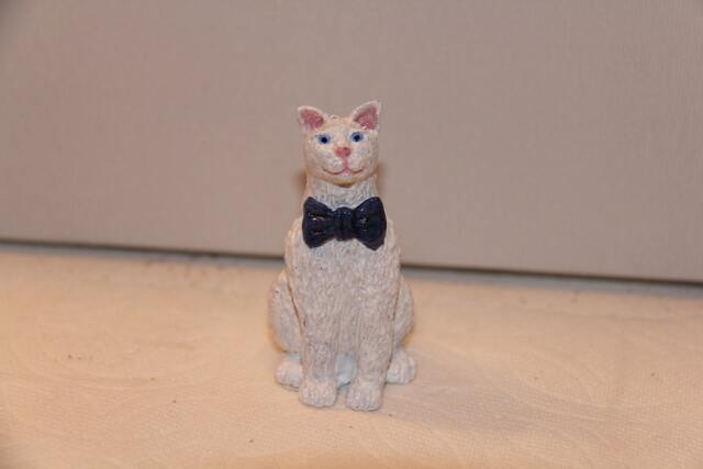 White Cat With Blue Tie, 100% Handmade - image 1