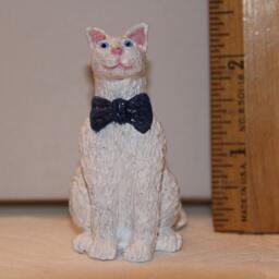 White Cat With Blue Tie, 100% Handmade - thumbnail 4