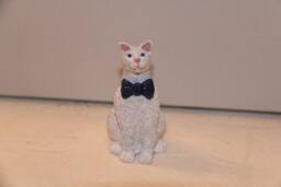 White Cat With Blue Tie, 100% Handmade