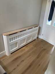 Bespoke Oak Top Radiator Cover - Custom Morden Style Cabinet, Mitred Corners