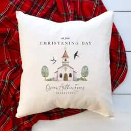 Personalised Christening Cushion With Name & Date Baptism Decoration Baby Girl Boy Gifts Keepsake Naming Ceremony On Your Gift - thumbnail 2