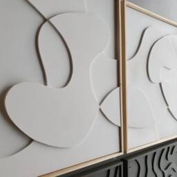 Set Of 2 Amorphous, 3D Relief Textured Paintings, Wall Art, Canvas Painting, Abstract Art Canvas, Painting - thumbnail 2