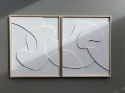 Set Of 2 Amorphous, 3D Relief Textured Paintings, Wall Art, Canvas Painting, Abstract Art Canvas, Painting - thumbnail 1