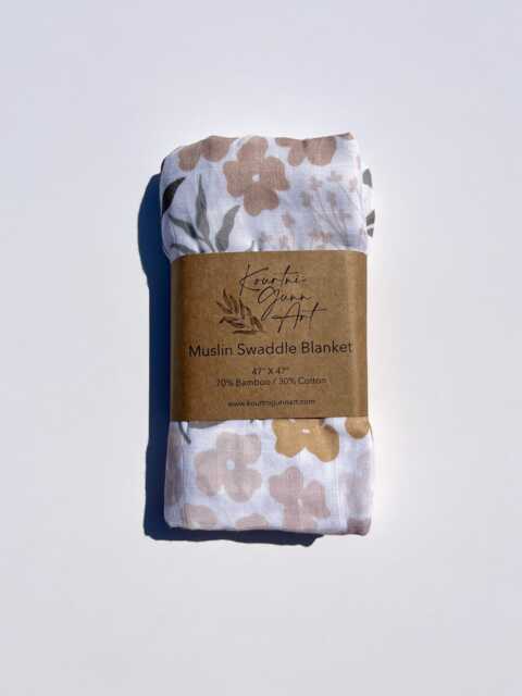 Floral Swaddle Blanket - Flower Muslin Baby - image 1