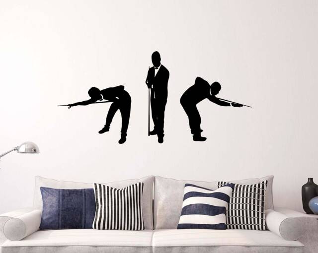 Billiards Players Wall Decal Silhouettes Men in Suits Vinyl Sticker Removable Home Interior Art Decor - 45Nr - image 1