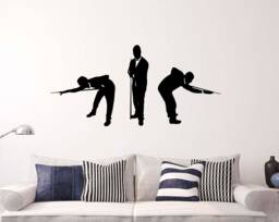 Billiards Players Wall Decal Silhouettes Men in Suits Vinyl Sticker Removable Home Interior Art Decor - 45Nr - thumbnail 1
