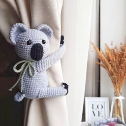 Koala Crochet Curtain Tiebacks, Nursery Decor, Tie Backs, Animal Holder, Room Decor - thumbnail 3