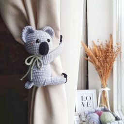 Koala Crochet Curtain Tiebacks, Nursery Decor, Tie Backs, Animal Holder, Room Decor