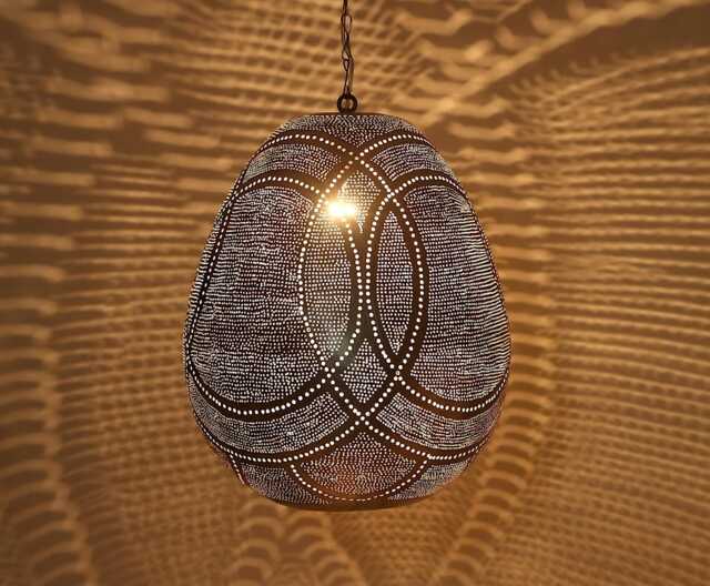 Turkish Pendant Lamp - Brass Dome With Intricate Cutouts - image 1
