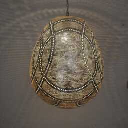 Turkish Pendant Lamp - Brass Dome With Intricate Cutouts - thumbnail 2