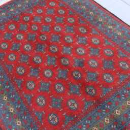 5x7 Bokhara Rug, Afghan Hand Knotted Wool Blue Green Red, Turkmen Tribal Oriental Area Traditional Kitchen, Bedroom Rug - thumbnail 3