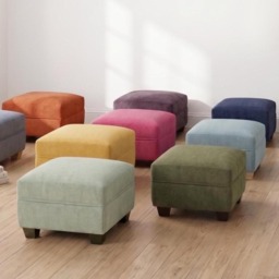 Chenille Velvet Oxford Footstool - British Made, Pet Step Stool - thumbnail 1