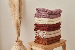 Set Of 2 Waffle Linen Hand Towels Soft Cotton-Linen Blend