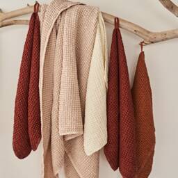 Set Of 2 Waffle Linen Hand Towels Soft Cotton-Linen Blend - thumbnail 2