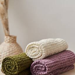 Set Of 2 Waffle Linen Hand Towels Soft Cotton-Linen Blend - thumbnail 3