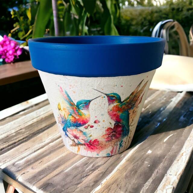 Hummingbird Flower Pot, Plant Bird Planter, Gifts, Home Decor, Themed Gardener Gifts - image 1
