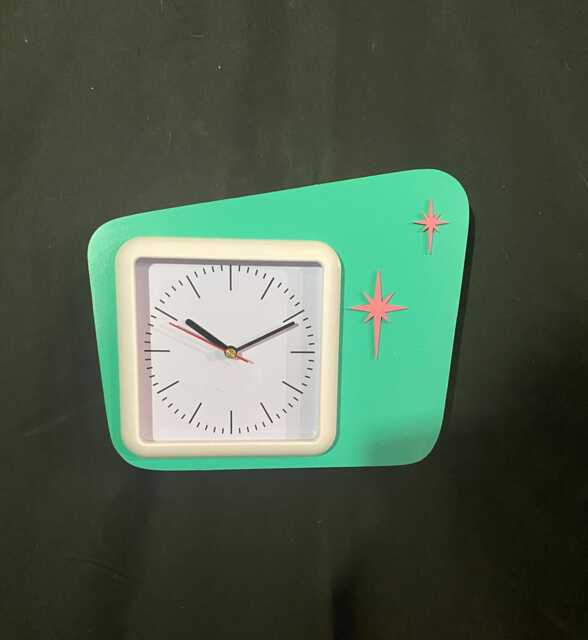 Mid Century Modern Wall Clock, Indoors, Atomic Retro, Starburst Design, Bathroom Or Spa, Silent Quarts Movment - image 1