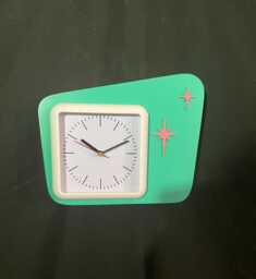 Mid Century Modern Wall Clock, Indoors, Atomic Retro, Starburst Design, Bathroom Or Spa, Silent Quarts Movment - thumbnail 1
