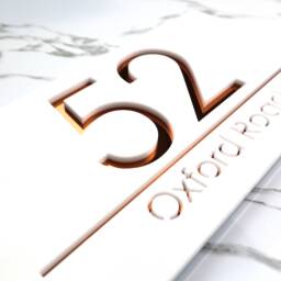 K Smart Sign - Laser Cut Matt White & Copper Mirror Personalised Door Numbers House Plaques Number 3D 30cm X 16cm - thumbnail 1