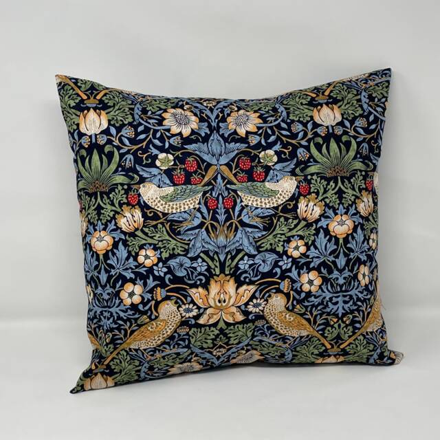 strawberry Thief Cushion in A William Morris Design - Indigo - image 1