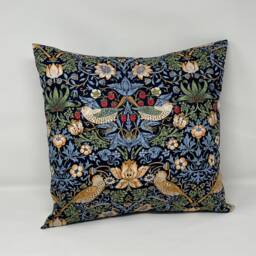 strawberry Thief Cushion in A William Morris Design - Indigo - thumbnail 1