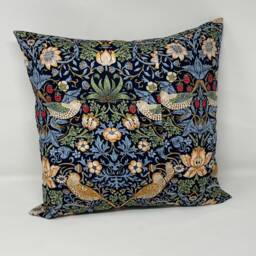 strawberry Thief Cushion in A William Morris Design - Indigo - thumbnail 2