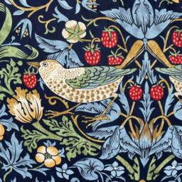 strawberry Thief Cushion in A William Morris Design - Indigo - thumbnail 3