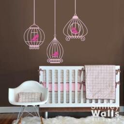 Birdcages Nursery Wall Decals, Birds & Decal -Gift Birds -Baby Room Sticker Decal Kids Decor Art Wall - thumbnail 2