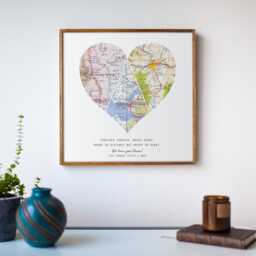Personalized Long Distance Wood Map Print For Grandma - Framed Or Unframed 1 To 6 Location Art - thumbnail 3