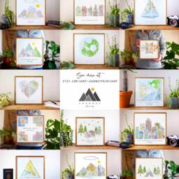 Personalized Long Distance Wood Map Print For Grandma - Framed Or Unframed 1 To 6 Location Art - thumbnail 4