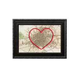 Dublin Heart Map - Custom Gift Ireland Anniversary Framed Wedding Vintage Print Of W Hand-Embroidered - thumbnail 2