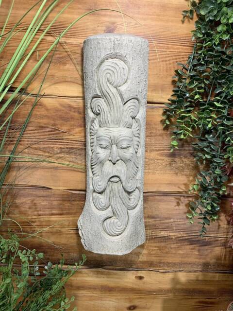stone Garden Tree Man Green Large Curly Beard Hanging Plaque Ornament - image 1