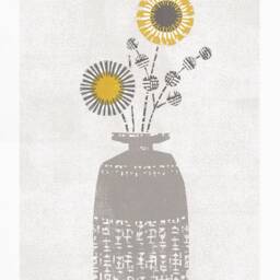 Vintage Vase No1, Mid Century Flower Print, Botanical Art, Scandinavian Style, Mustard Yellow & Grey Of Flowers, A4 A3, Unframed - thumbnail 2