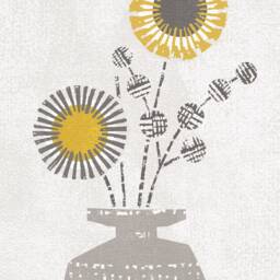 Vintage Vase No1, Mid Century Flower Print, Botanical Art, Scandinavian Style, Mustard Yellow & Grey Of Flowers, A4 A3, Unframed - thumbnail 3